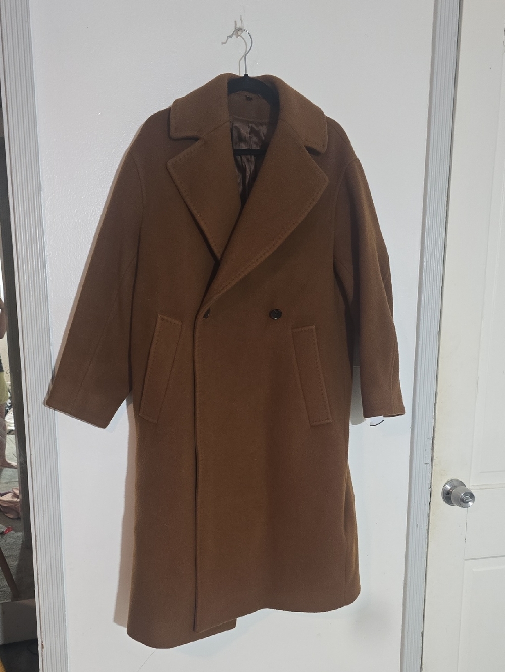 COS Women's Double-Breasted Pea Coat in Brown Beautiful Condition